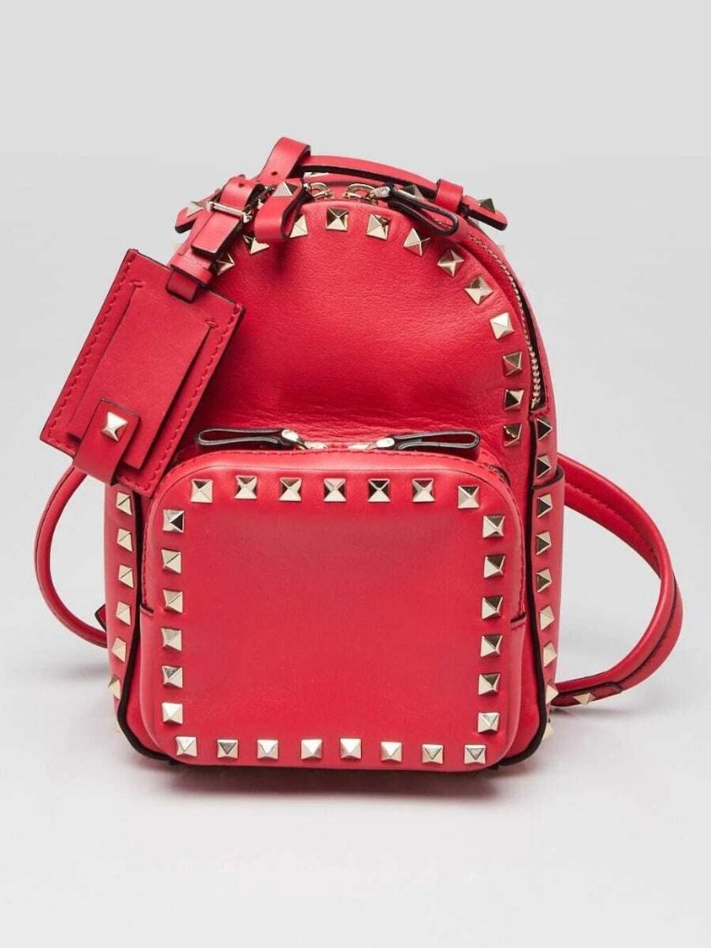 Valentino Red Smooth Leather Rockstud Mini Backpack Bag